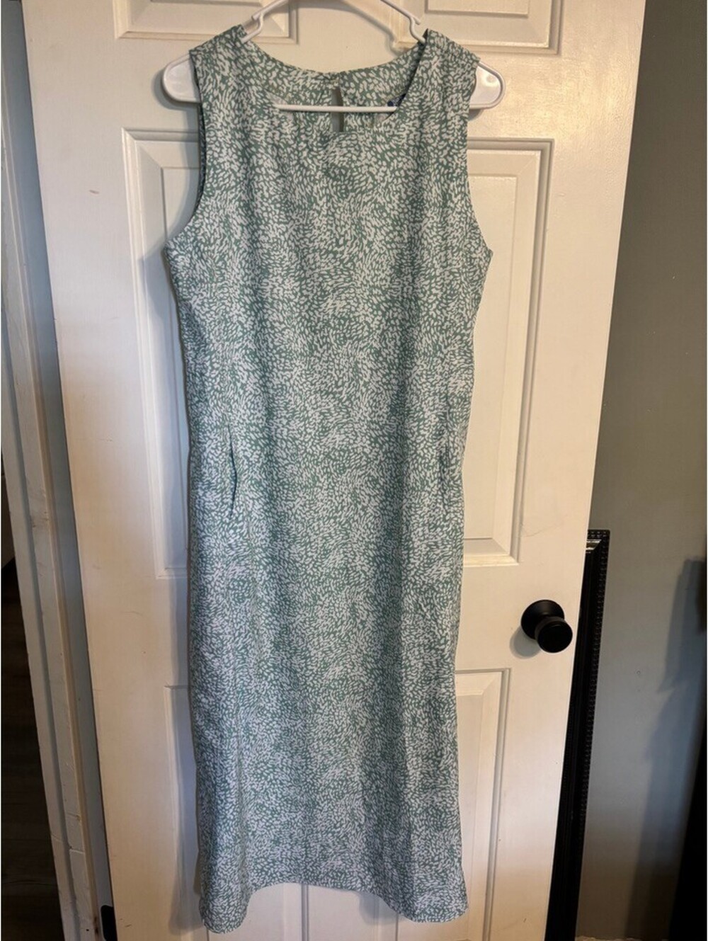 RipSkirt Hawaii Mist Sun Dress Long Size L Green White Sleeveless Travel Maxi